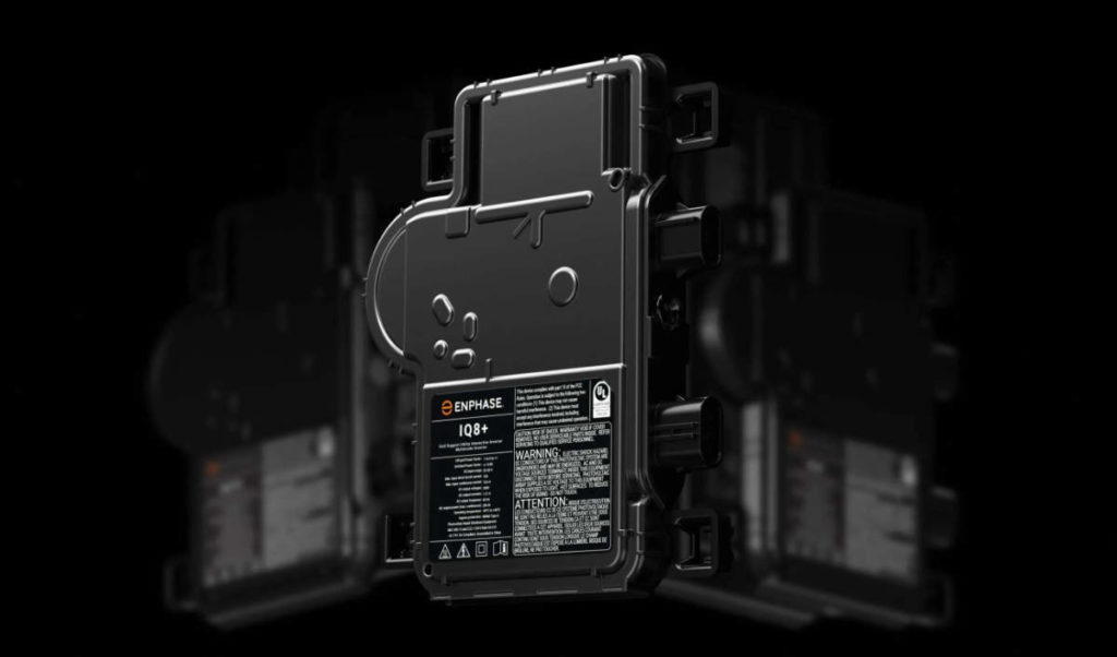 An image of an Enphase IQ8 microinverter on a black background