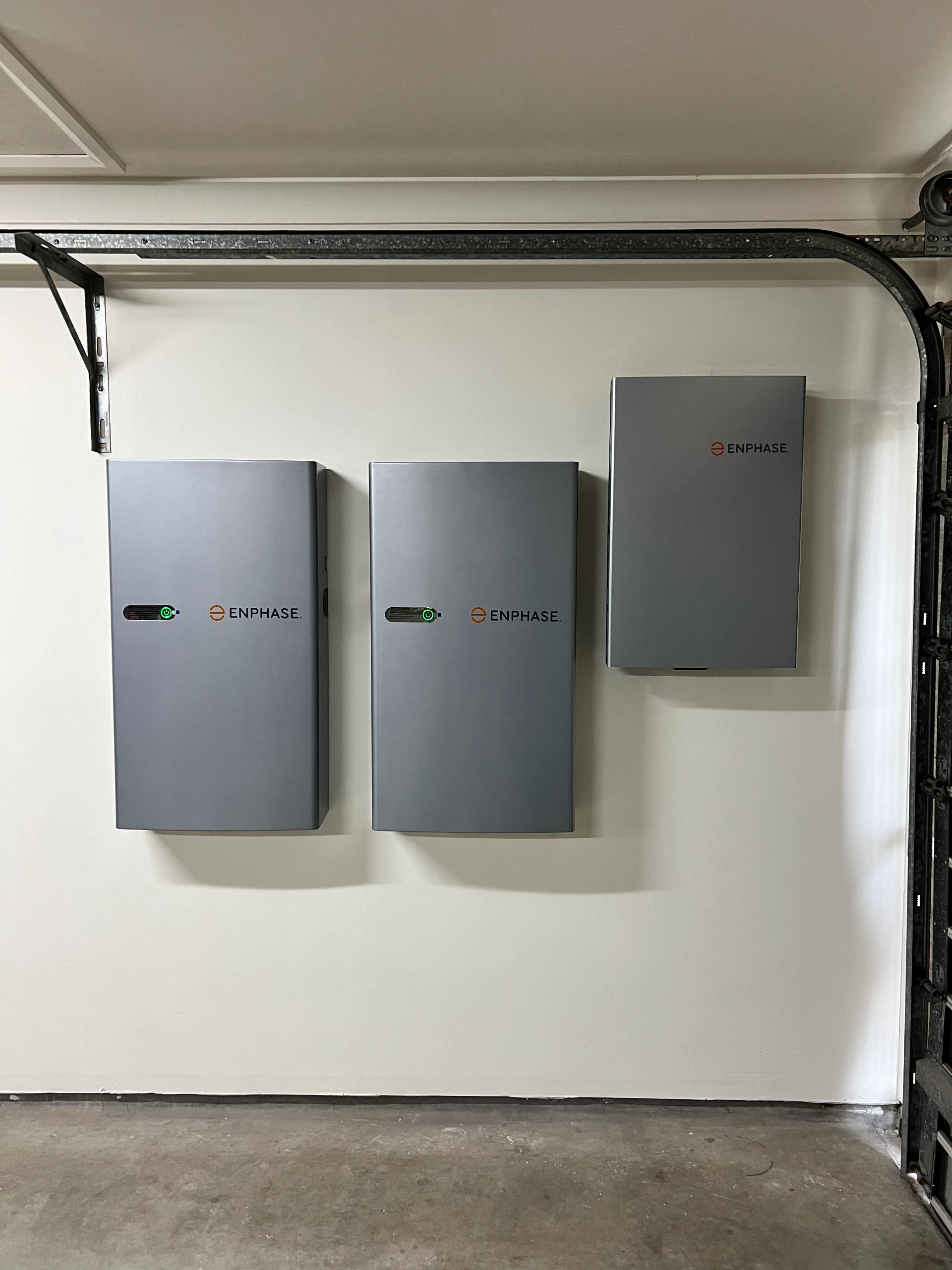 Enphase IQ Battery 5P installed on interior garage wall