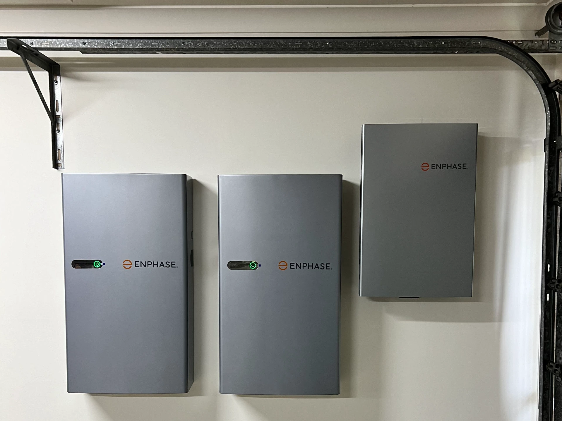 Enphase IQ Battery 5P installed on interior garage wall